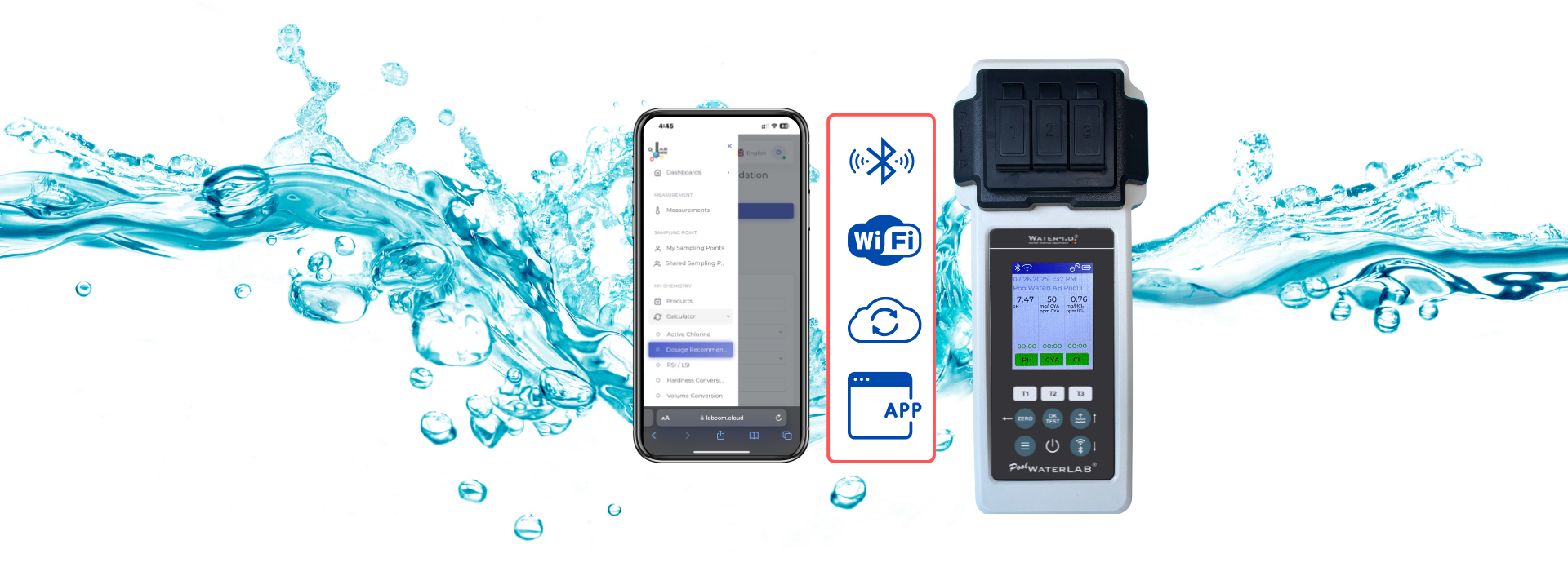 Photometer device by PoolLab testing pool water sample