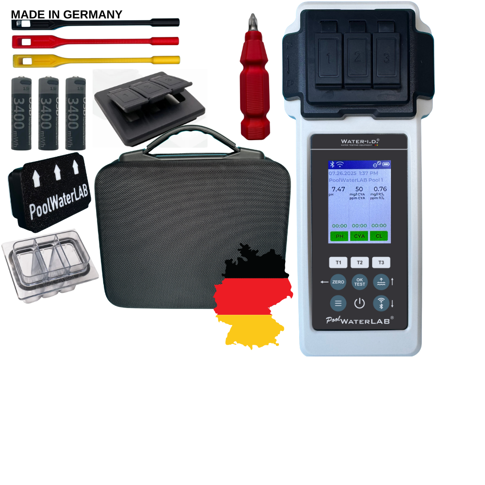 Modern PoolWaterLab photometer measuring water quality