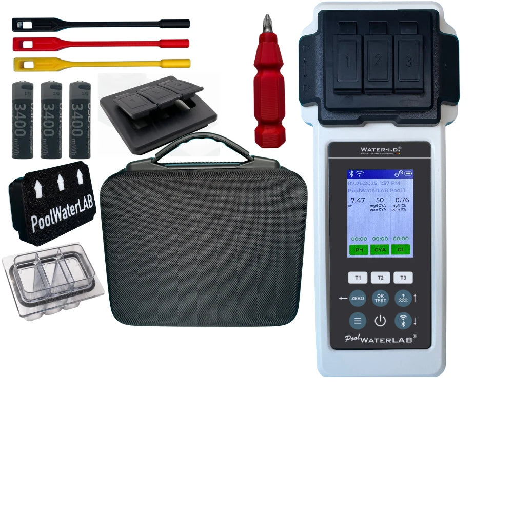 Modern PoolWaterLab photometer measuring water quality