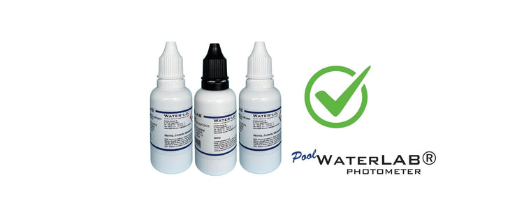 Digital photometer from PoolWaterLab analyzing pool sample