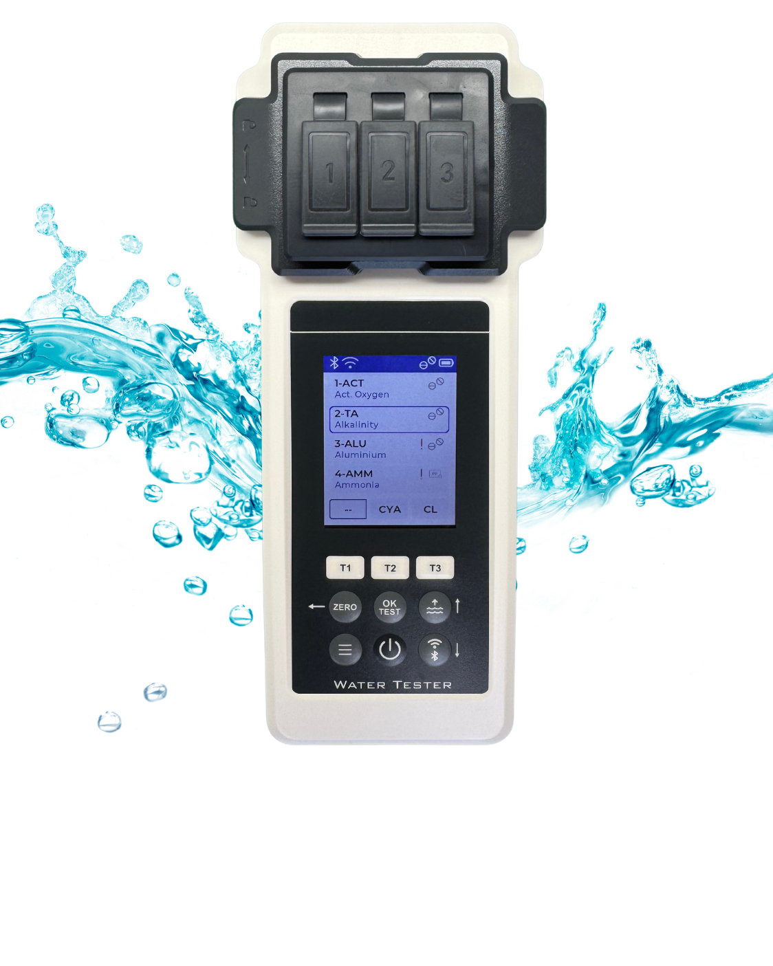 Photometric water testing process using PoolWaterLAB instrument with reagent-based analysis

