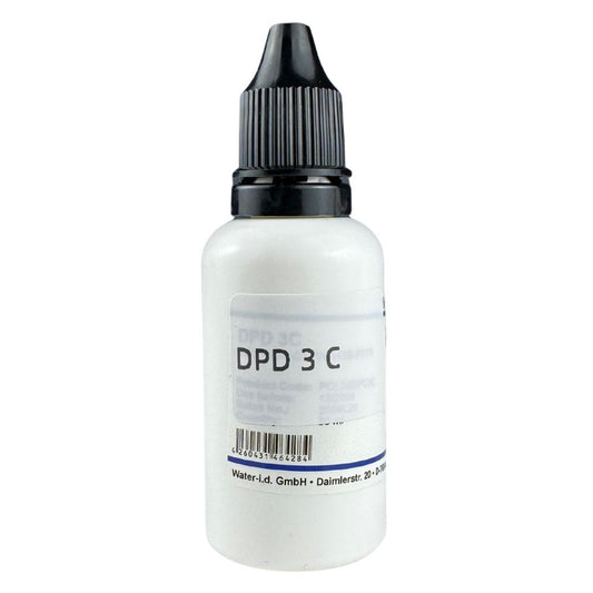 DPD 3C liquid reagent bottle for combined chlorine testing.