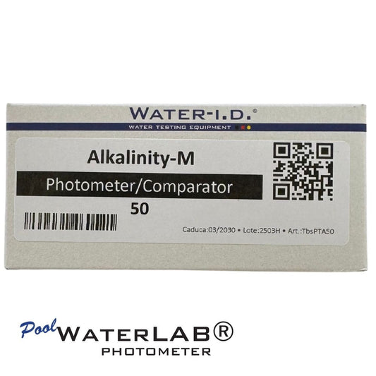 PoolWaterLAB Total Alkalinity reagent tablets (50) for pool
photometer testing, front of pack