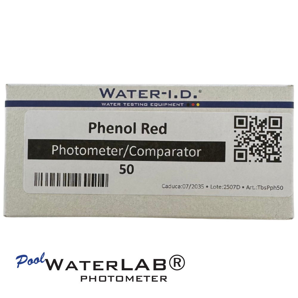 PoolWaterLAB pH reagent tablets (50 count) – Phenol Red photometer refill, front of pack