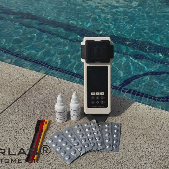 PoolWaterLab device demo showing smart pool water testing and monitoring for residential and commercial pools in the U.S.