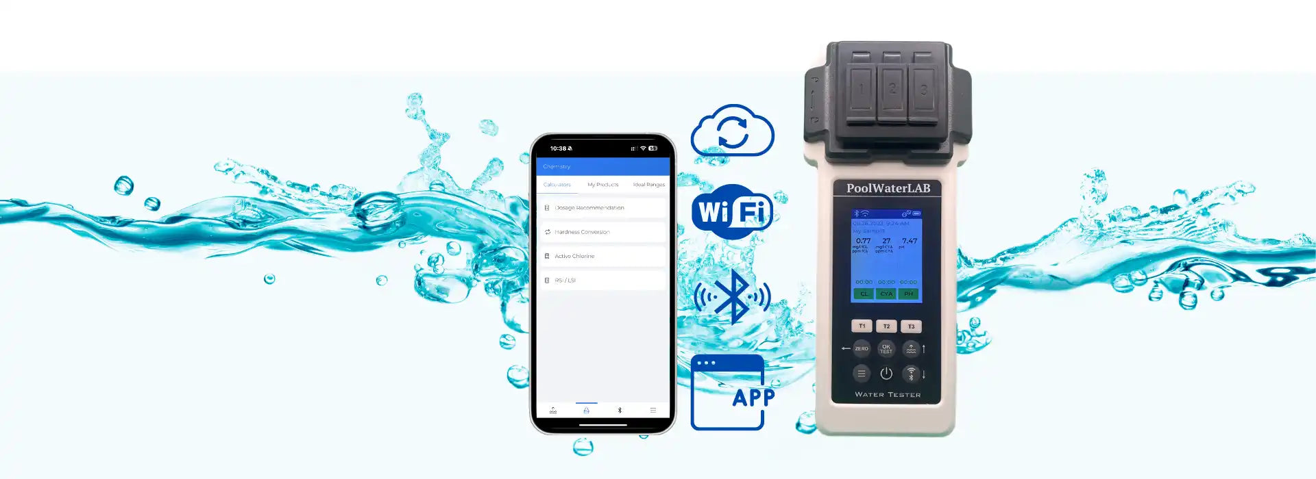 Water testing device with smartphone connectivity.