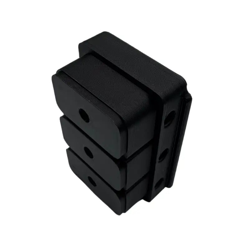 Black stacked rectangular blocks.