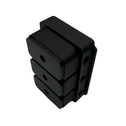 Black stacked rectangular blocks.