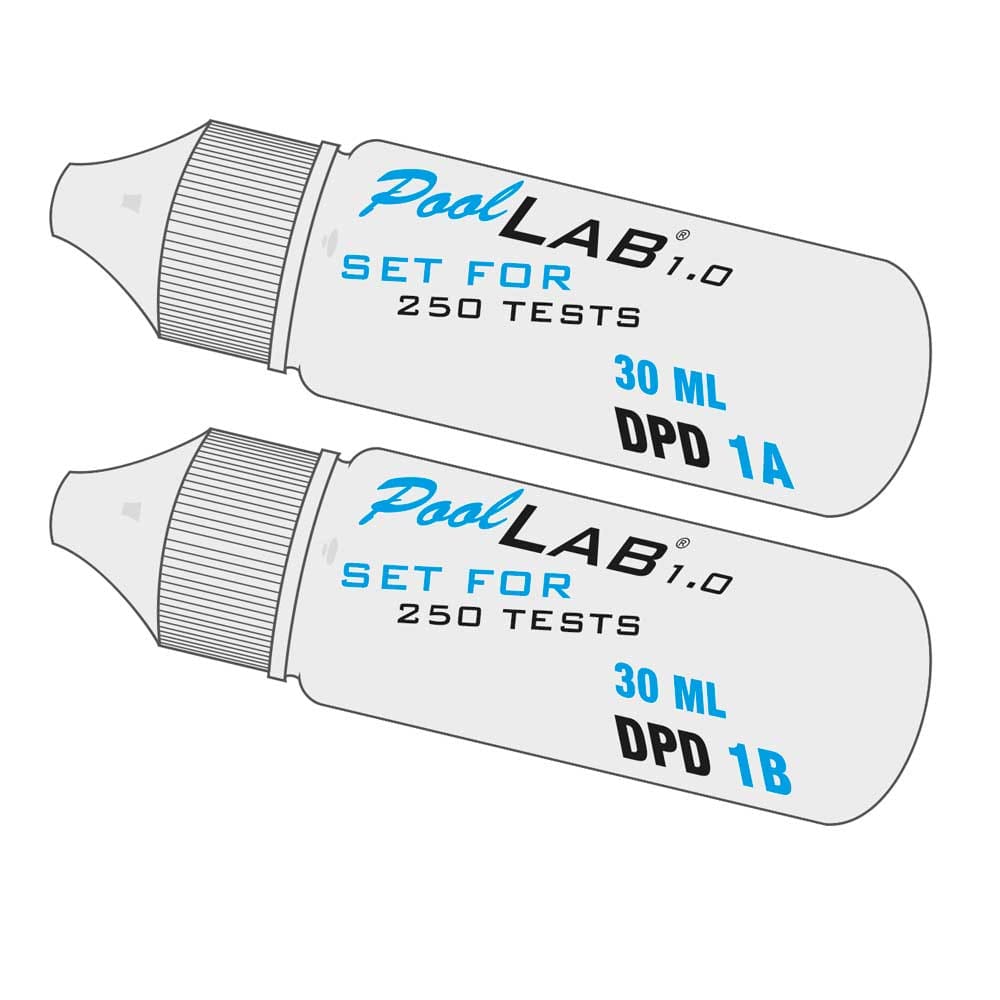 liquid reagents for PoolLab - 250 tests DPD 1A+ DPD 1B NEW -